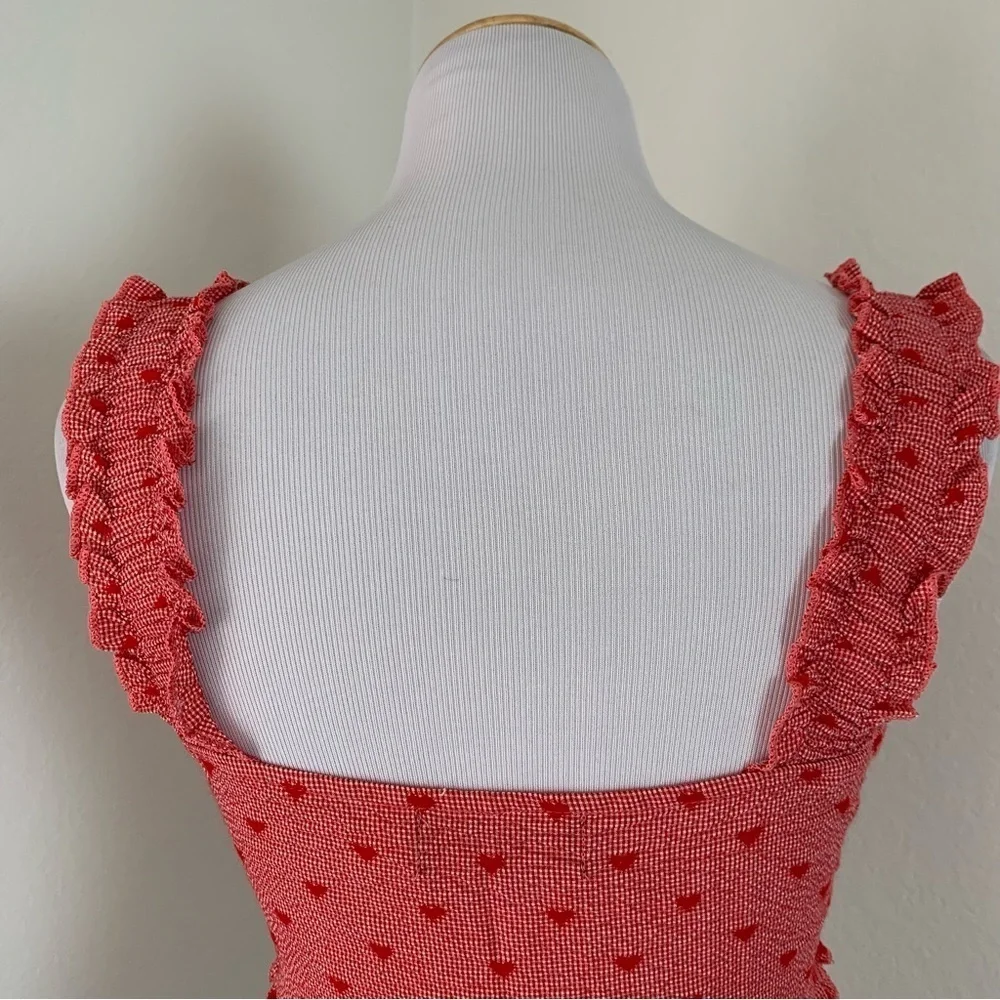 Cider Gingham Check Heart Crop Top Size Small Red - Picture 5 of 12